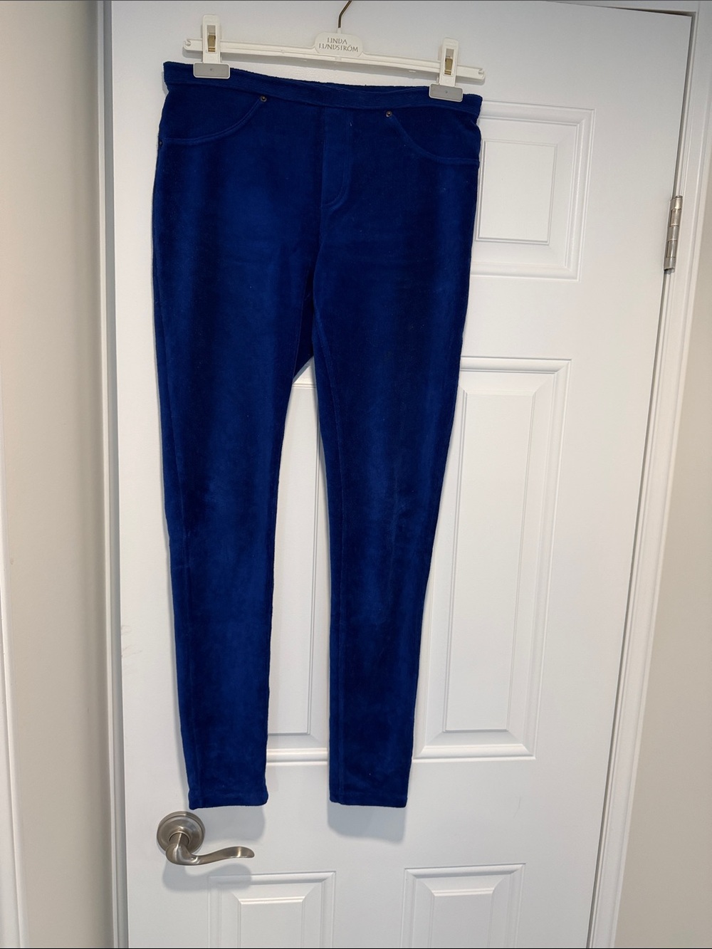 HUE Women's Skinny Velour Pants in Royal Blue